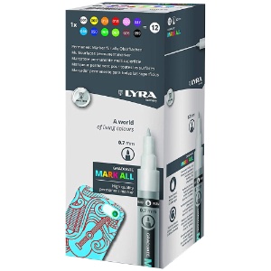 Lyra Graduate MARK ALL Paint Marker 0.7mm 12 Set Assorted