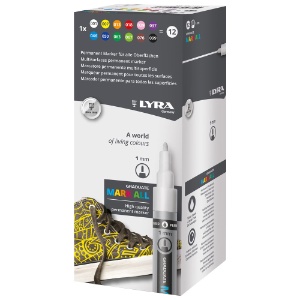 Lyra Graduate MARK ALL Paint Marker 1mm 12 Set Assorted