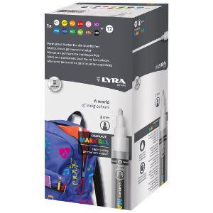 Lyra Graduate MARK ALL Paint Marker 2mm 12 Set Assorted