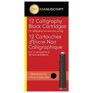 Manuscript Calligraphy Water-Based Ink Cartridges 12 Pack Black