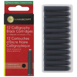 Manuscript Calligraphy Water-Based Ink Cartridge 12 Pack Black