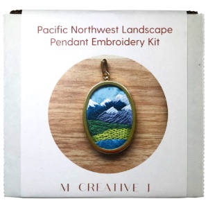 M Creative J Embroidery Kit PNW Mountain Landscape Pendant
