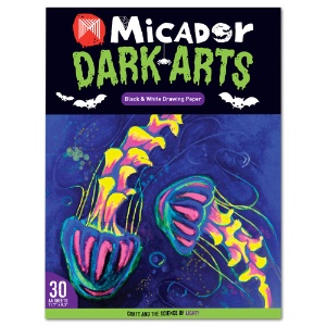 Micador Dark Arts A4 Drawing Paper 11.7"x8.3" 30 Sheets Black & White