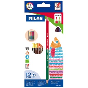 Milan Bicolor Triangular Double-Ended Color Pencil 12 Set