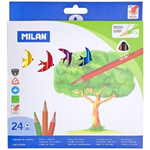 Milan Ergo Grip Triangular Color Pencil 24 Set