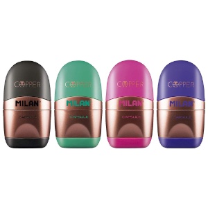 Milan CAPSULE Sharpener + Eraser Copper