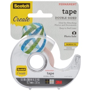 3M Scotch #002 Double-Sided Permanent Photo & Document Tape 1/2"x300"