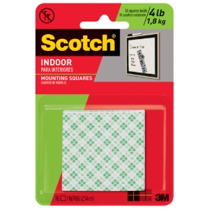 3M Scotch #111 Indoor Mounting Squares 16 Pack 1"