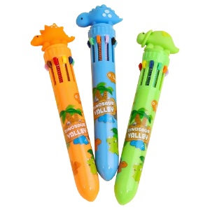 Kuki 10-Color Retractable Ballpoint Pen 0.7mm Dinosaur Valley