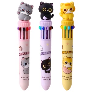 Kuki 10-Color Retractable Ballpoint Pen 0.7mm Cat