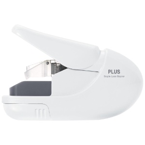 Plus Paper Clinch Staple-Free Stapler White