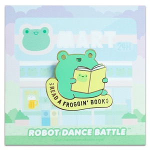 Robot Dance Battle Enamel Pin Read A Froggin' Book