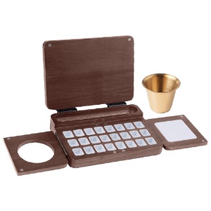 Portable Walnut Wood Travel Palette 24 Pan w/Cup