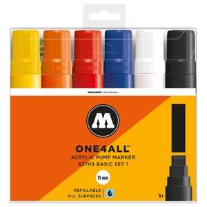 Molotow ONE4ALL 627HS Acrylic Paint Marker 15mm 6 Set Basic #1