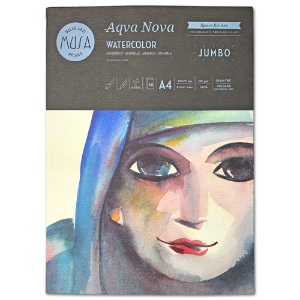 Musa A4 Aqva Nova Watercolor Jumbo Paper Pad 140lb 50 Sheets 8.3"x11.7" CP