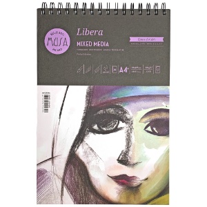 Musa A4+ Libera Mixed Media Spiral Pad 30 Sheets 8.3"x11.7" White