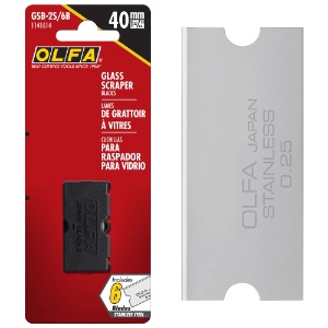 Olfa Stainless Steel Glass Scraper Blade Refill 6 Pack 40mm