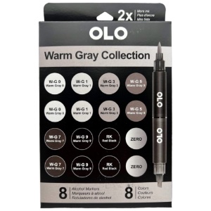 OLO Premium Alcohol Marker 8 Set Warm Gray Collection