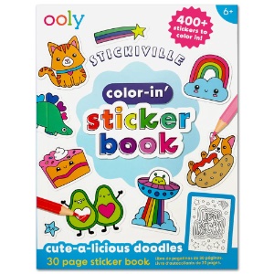 OOLY Stickiville Color-In' Sticker Book: Cute-A-Licious Doodles