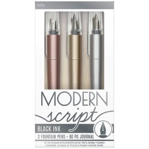 OOLY Modern Script Fountain Pen & Journal 3 Set