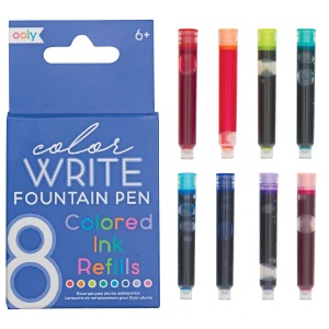 OOLY Color Write Fountain Pens Ink Refill 8 Set Assorted Ink