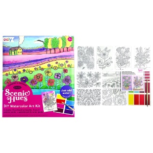Ooly DIY Scenic Hues Watercolor Art Kit Flowers And Garden