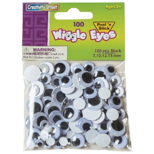Creativity Street Peel & Stick Wiggle Eyes 100 Pack Black