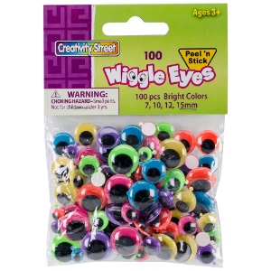 Creativity Street Peel & Stick Wiggle Eyes 100 Pack Colors & Sizes