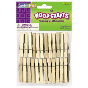Creativity Street Wood Craft Spring Clothspin 50 Pack 3.375"