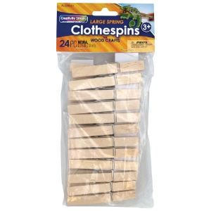 Creativity Street Spring Wooden Clothespin 24 Pack 2.75"