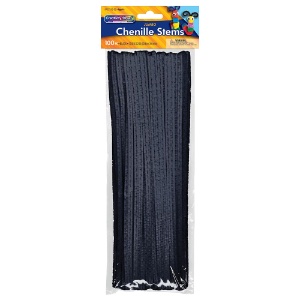 Creativity Street Jumbo Chenille Stems 12" 100 Pack Black