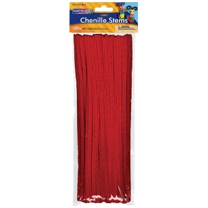 Creativity Street Jumbo Chenille Stems 12" 100 Pack Red