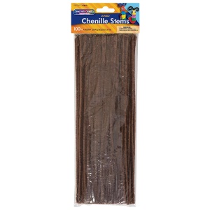 Creativity Street Jumbo Chenille Stems 12" 100 Pack 6mm Brown