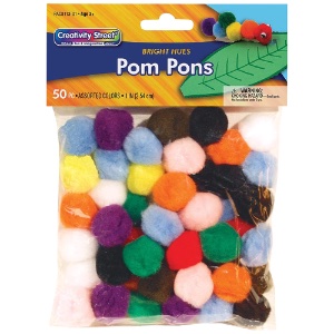 Creativity Street Pom Pons 1" x 50 Pack Bright Hues