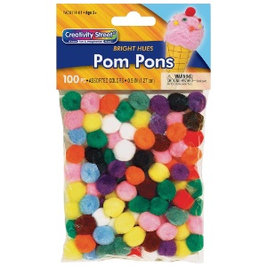 Creativity Street Pom Pons 0.5" x 100 Pack Bright Hues