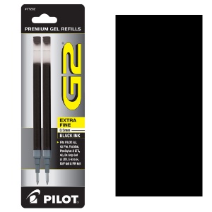 Pilot G2 Gel Rollerball Pen 0.5mm Refill 2 Pack Black