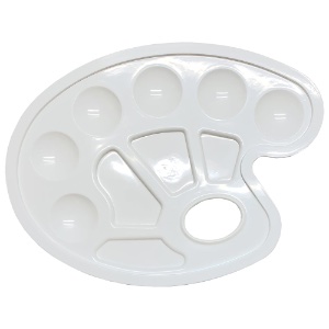 Pacific Arc Plastic Oval Palette w/Thumb Hole 10-Well White