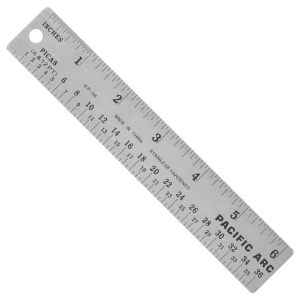 Steel Rule 6" w/ Non-Slip Back (Inch 1/16th, Pica-6 & 12 Points)