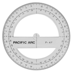 Pacific Arc Plastic Circular 180 Degree Protractor 4" Clear