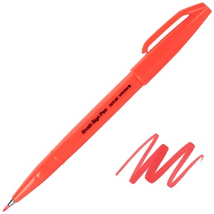 Pentel Arts Sign Pen Brush Fluorescent Red