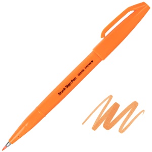 Pentel Arts Sign Pen Brush Fluorescent Orange