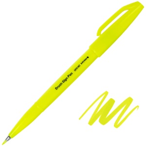 Pentel Arts Sign Pen Brush Fluorescent Yellow