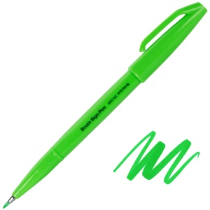 Pentel Arts Sign Pen Brush Fluorescent Light Green