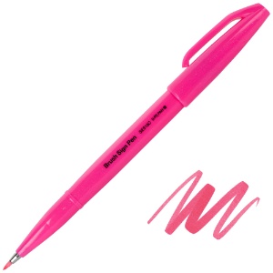 Pentel Arts Sign Pen Brush Fluorescent Pink