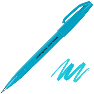 Pentel Arts Sign Pen Brush Fluorescent Sky Blue