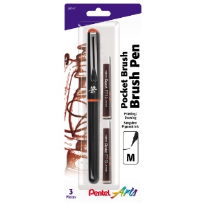 Pentel Arts Pocket Brush Pen w/Refills Sanguine
