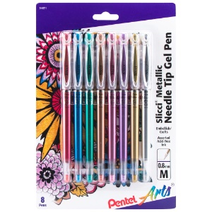 Pentel Arts Slicci Metallic Needle Tip Gel Pen 0.8mm 8 Set Assorted