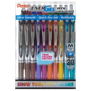 Pentel EnerGel RTX Liquid Gel Pen 0.7mm 20 Pack Show Your True Colors