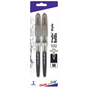 Pentel Arts Tradio Stylo Sketch Pen Refill 2 Pack Black