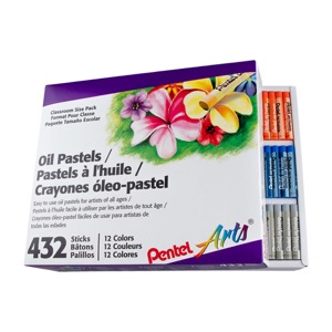 Pentel Arts Oil Pastels, Set of 16 Colors, 1 Dozen (12 Packs), Bulk /  Classroom Pack (PHN-16AM)